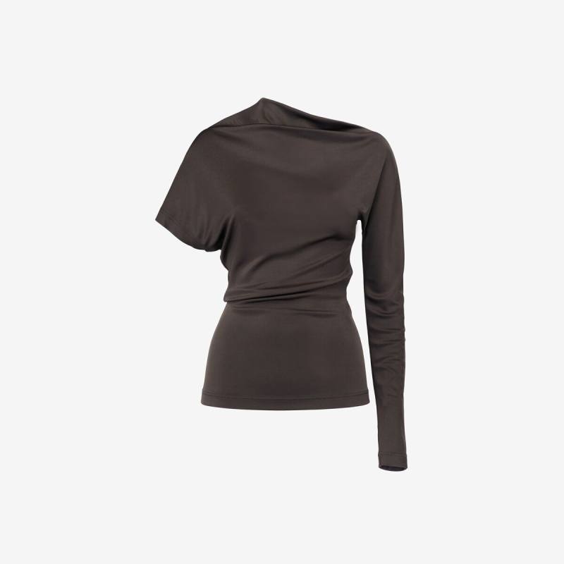 Alexander McQueen Women's Brown Asymmetric Top - 0 (Viscose & Elastan)